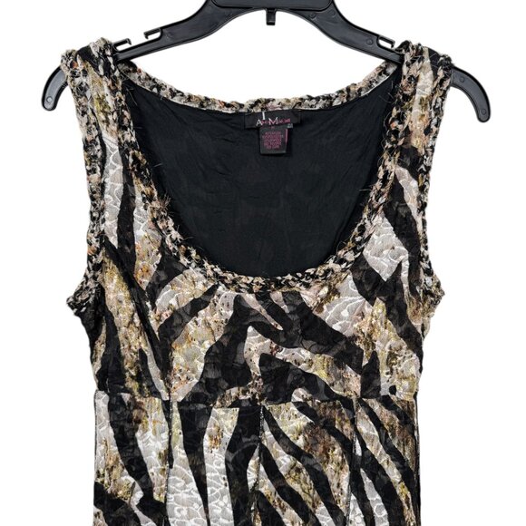 Vintage Alberto Makali Dress Medium Brown Zebra Leopard Nylon Blend Boho - Picture 4 of 8